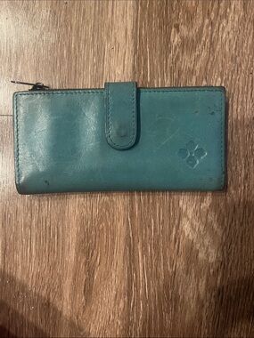 Patricia Nash Nazari Teal Leather Snap Wallet